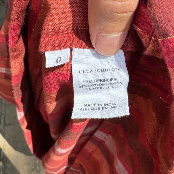 Ulla Johnson red Abigail Puff-Sleeve Midi Dress 0 - Picture 6 of 11